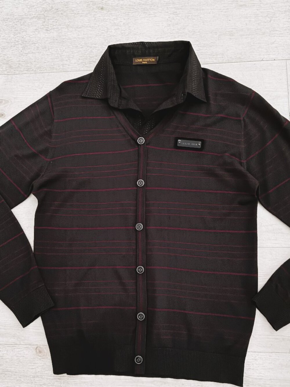 Louis Vuitton Striped Knit Cardigan Shirt - Size EU 48 (Fits Slim Medium)
